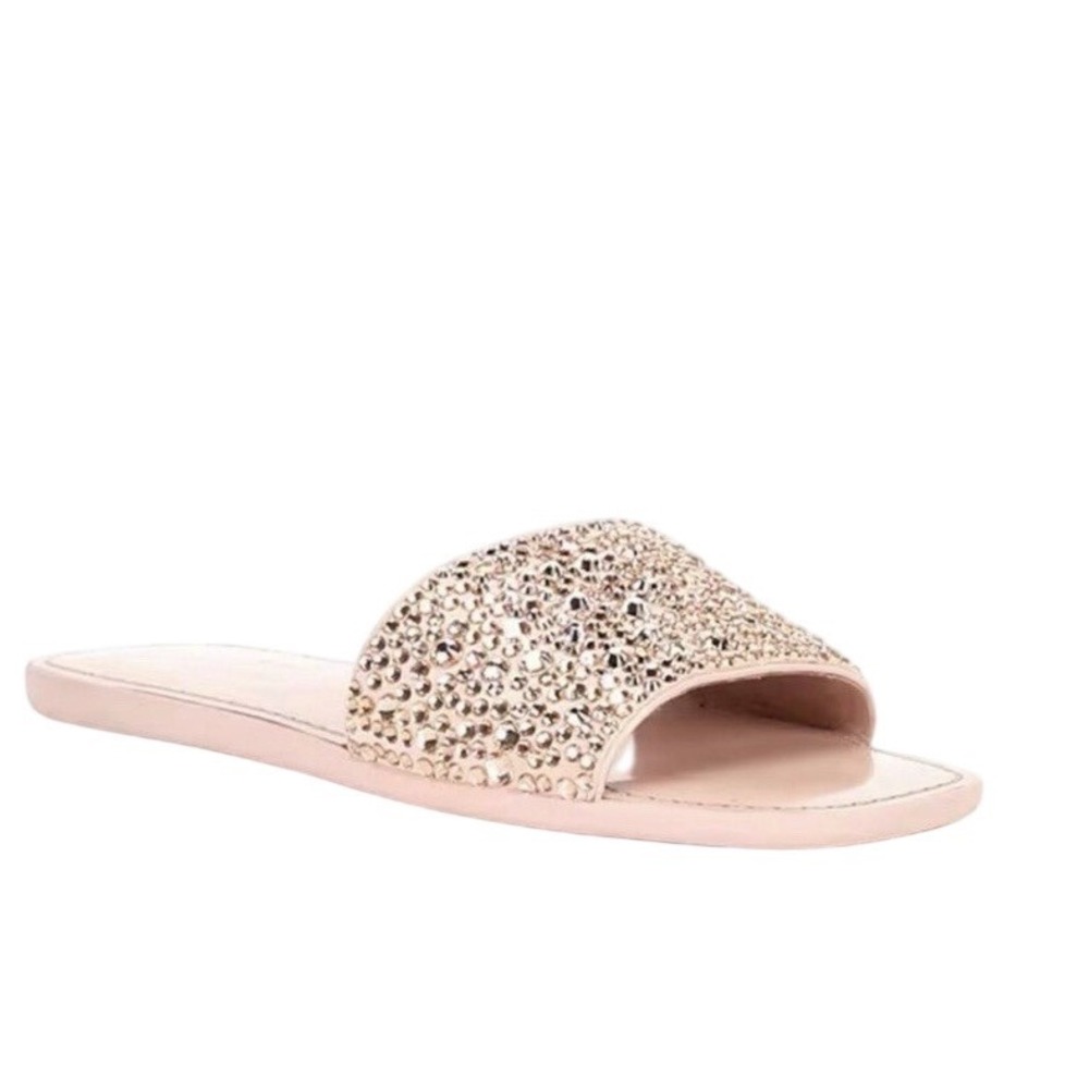 Kate Spade Mochi Pink‎ Crystal Slide Sandals Leather Womens 6 New